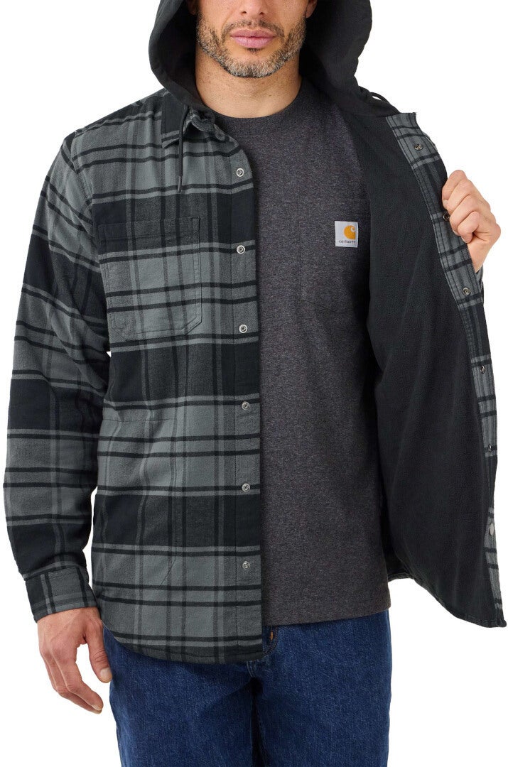 Carhartt Flannel Fleece Lined Hooded Hemd dunkelgrau XL Abbildung 2