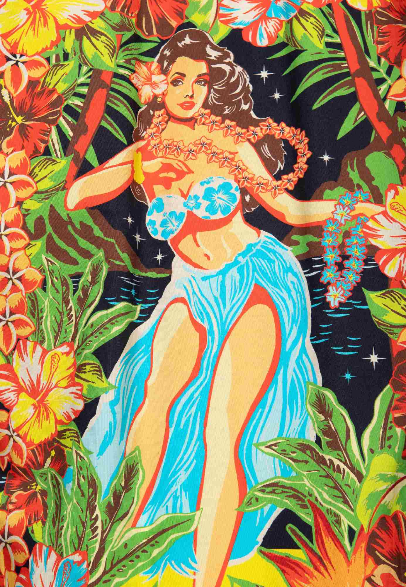 King Kerosin Hula Girl Camicia a maniche corte nero/multicolore M Figura 5