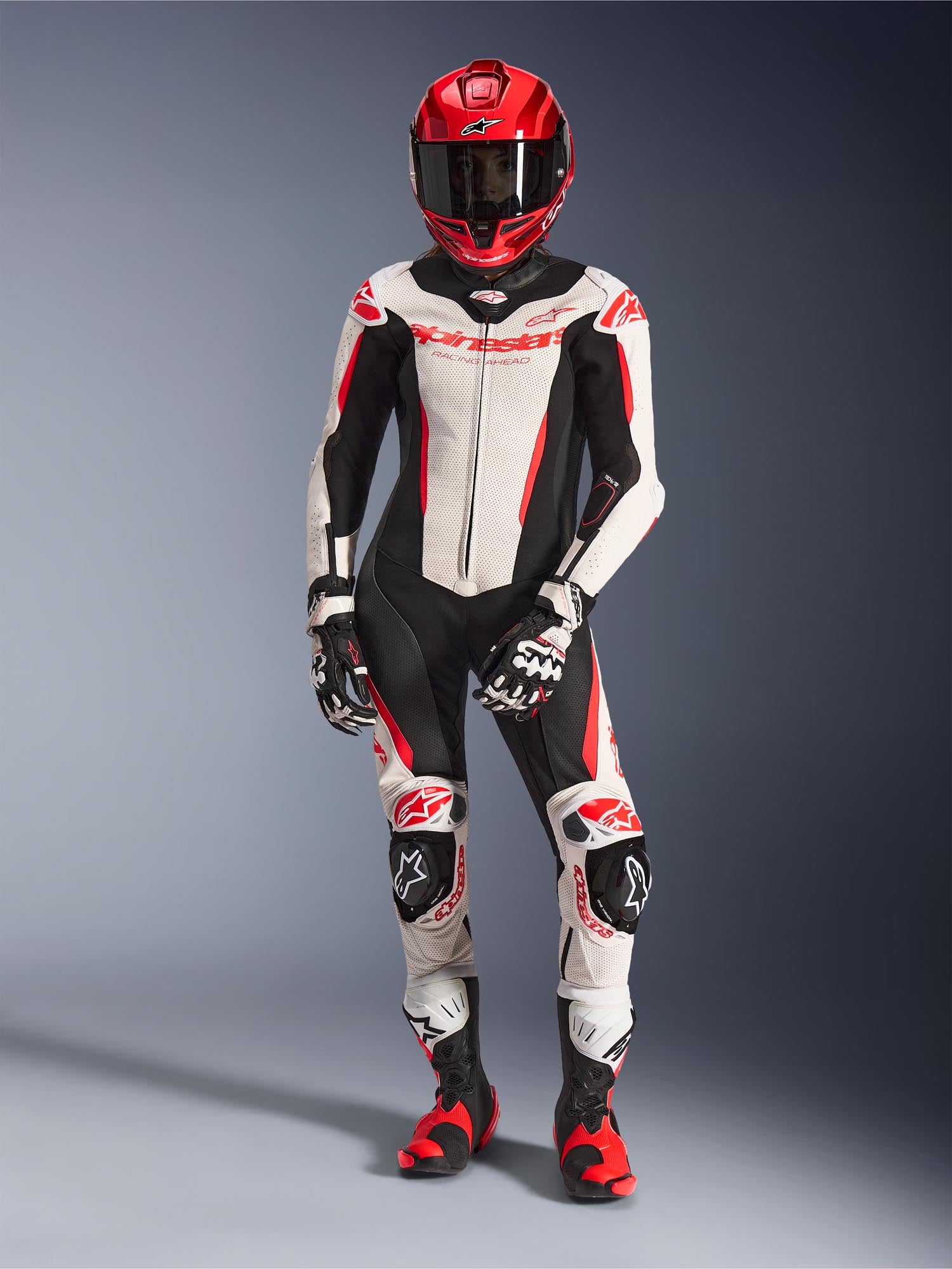 Alpinestars Stella GP-R7 Dames 1-delig motorfiets leren pak wit/zwart/rood 38 Figuur 9