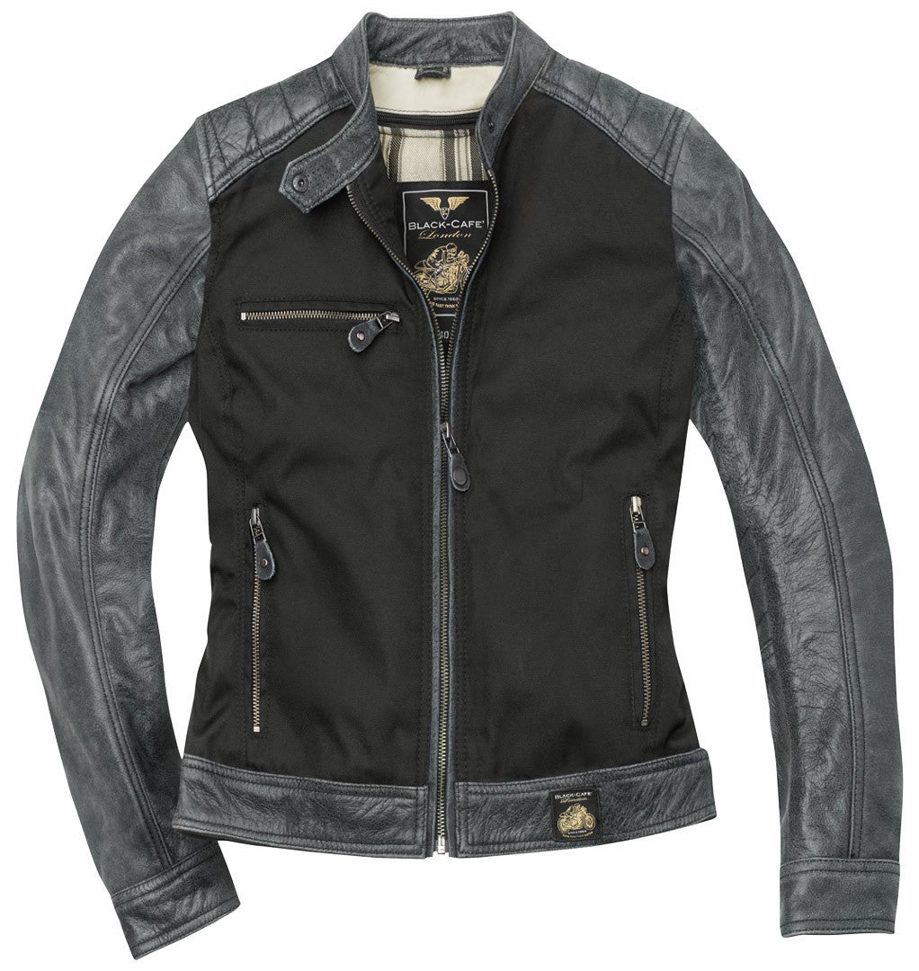 Black-Cafe London Johannesburg Dames Moto Cuir / Veste textile M Figure 1