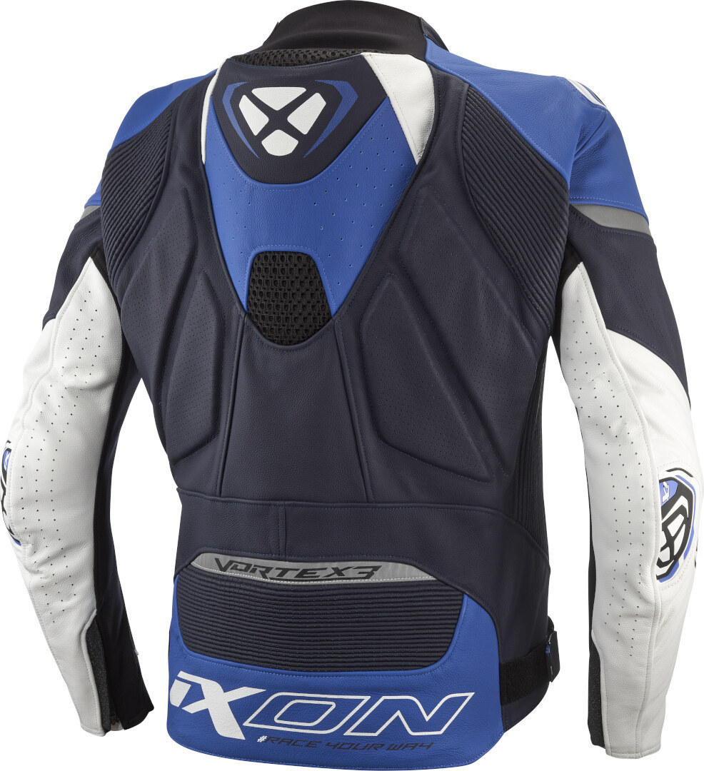 Ixon Vortex 3 Motorcycle Leather Jacket black/blue/white 3XL Figure 2
