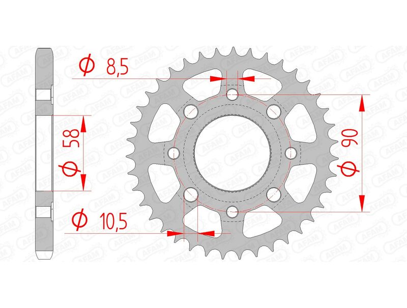 AFAM Pinion spate standard din oțel 10201 - 428 Figura 1