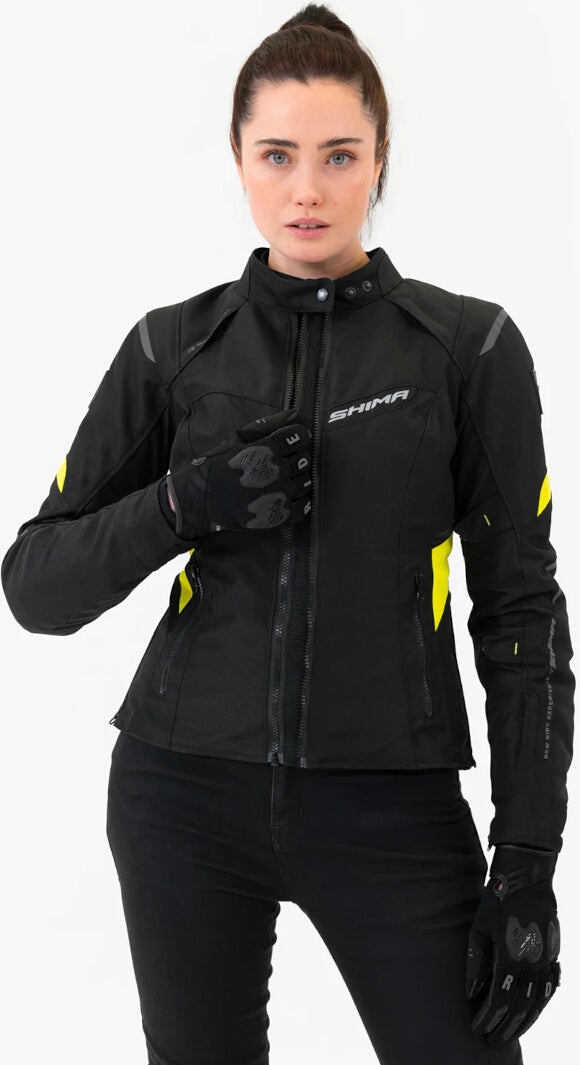 SHIMA Rush 2.0 imperméable à l’eau dames moto textile veste noir/jaune L Figure 3