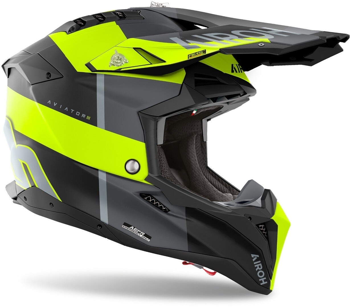 Airoh Aviator 3 Monarch Casco da motocross nero opaco/grigio/giallo S (55/56) Figura 3