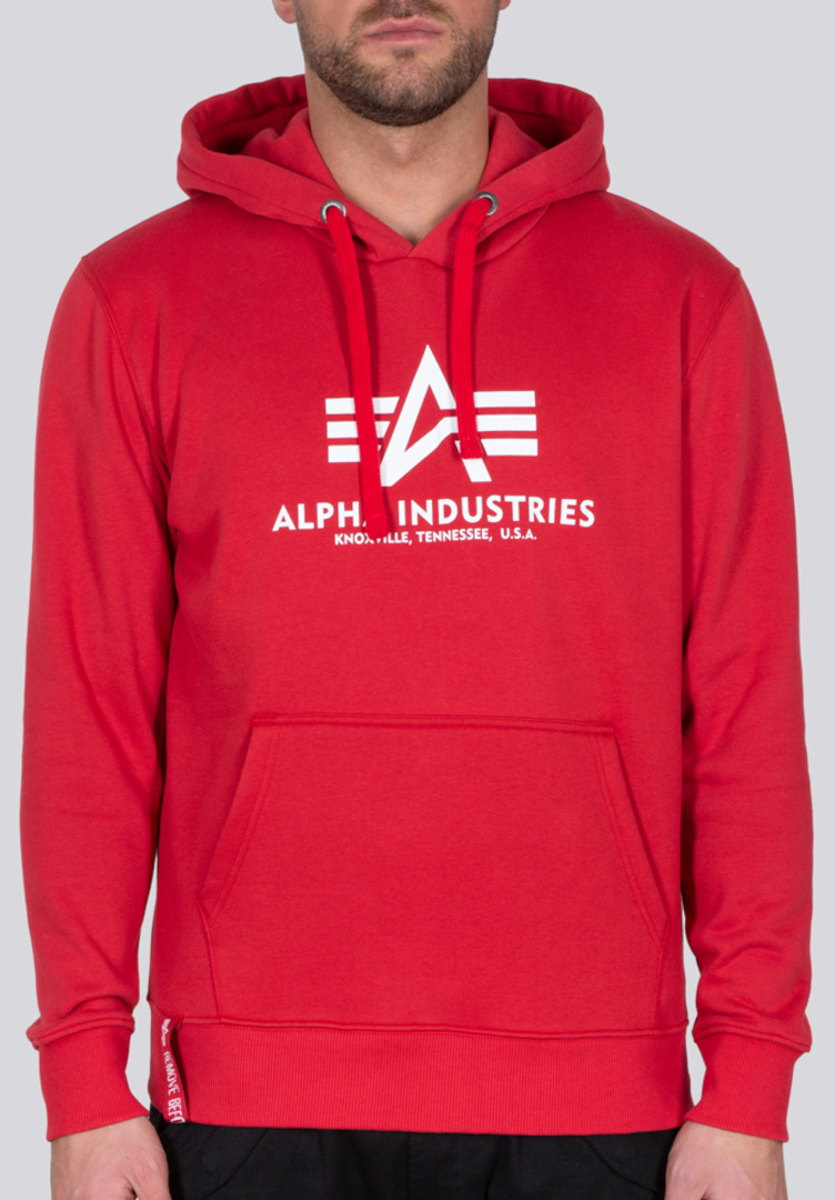 Alpha Industries Basic Hoodie vermelho/branco M Figura 1