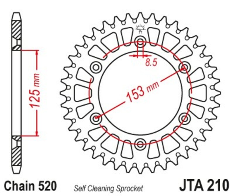 JT-DRIVHJUL Ultralätt anti-lera aluminiumkrona 210 - 520 Figur 2