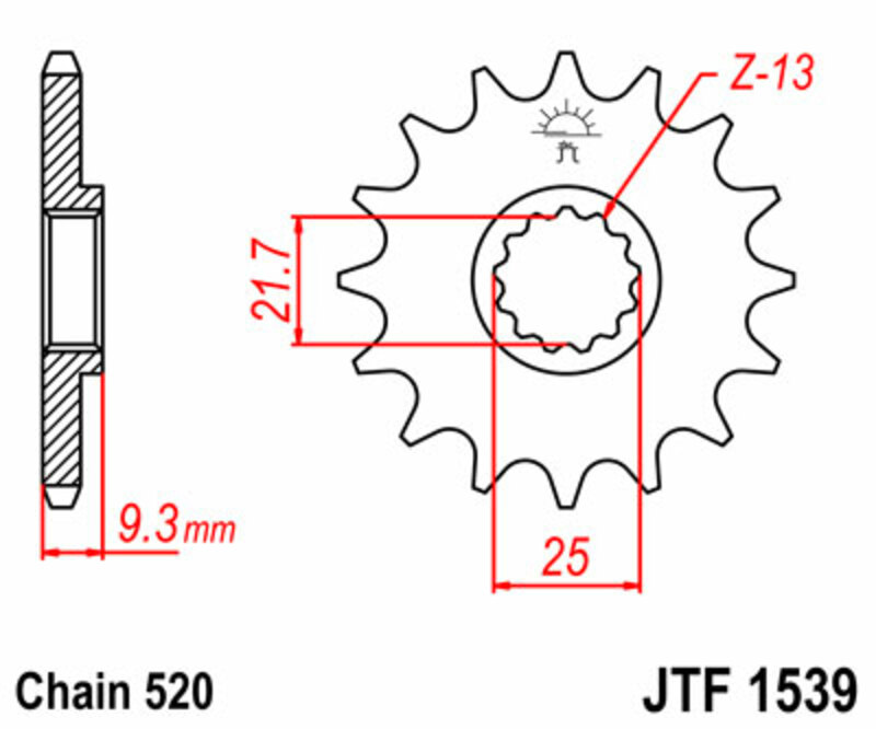 JT SPROCKETS Steel Standard Front Sprocket 1539 - 520 Figure 3