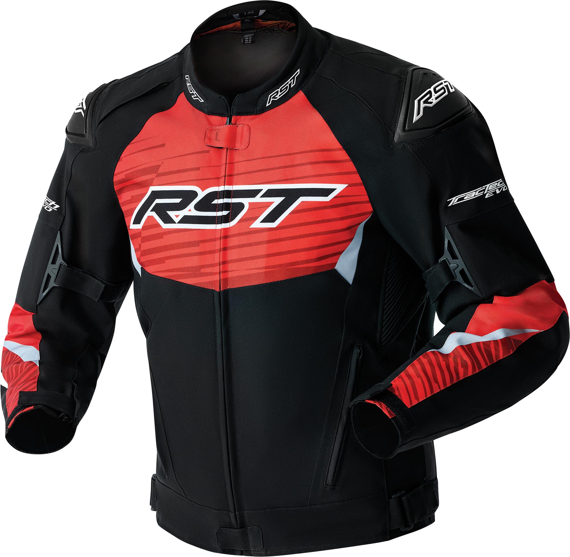 RST Tractech Evo D30 vandtæt motorcykel-tekstiljakke sort/neonrød 54 Figur 1