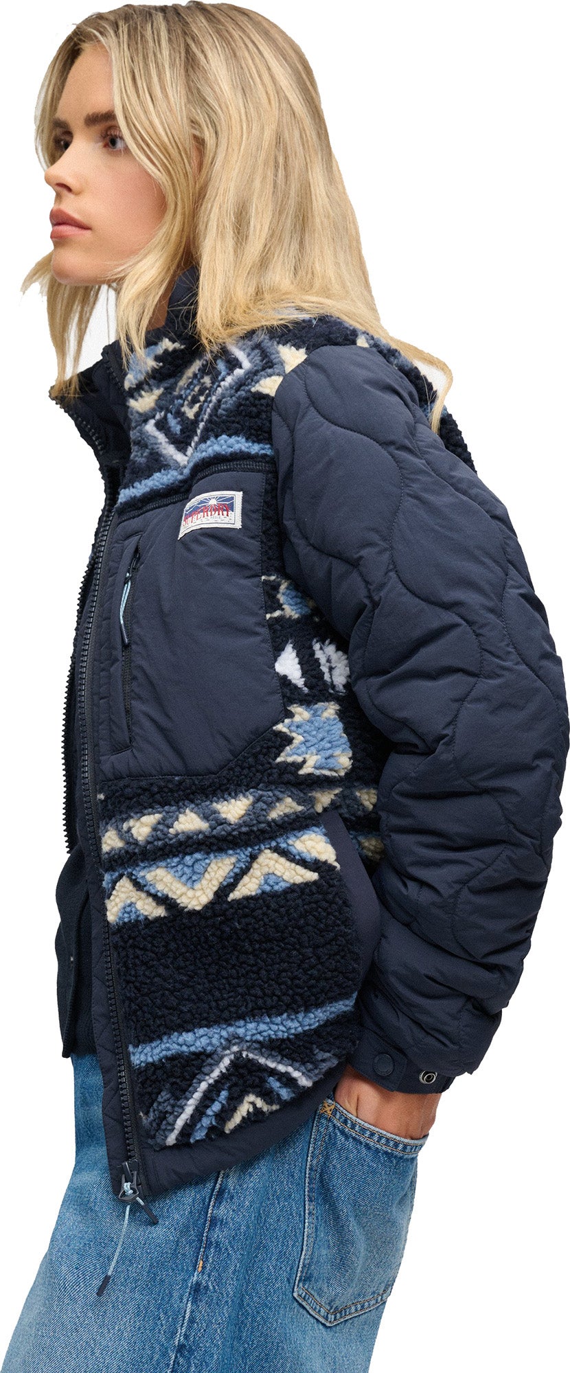 Superdry & Co Fleece Onion Quilt 女士混合夾克 藍色 S 圖5