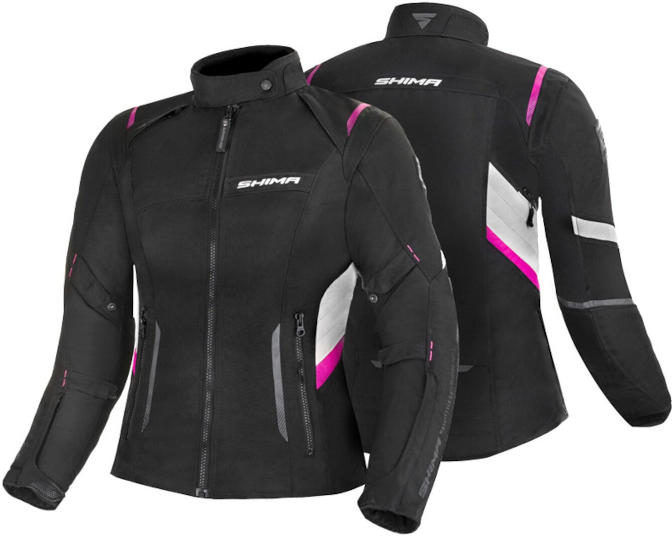 SHIMA Rush imperméable à l’eau dames moto textile veste noir/blanc/rose M Figure 3