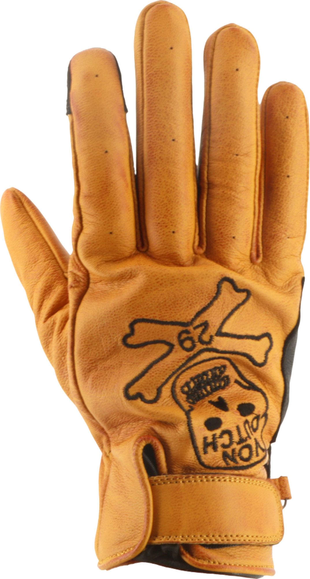 Von Dutch X Helstons Bones perforerede motorcykelhandsker guld/sort 13 Figur 1