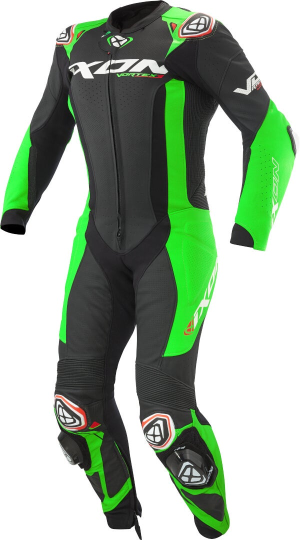 Ixon Vortex 3 1-delt motorcykel læderdragt sort/grøn M Figur 1