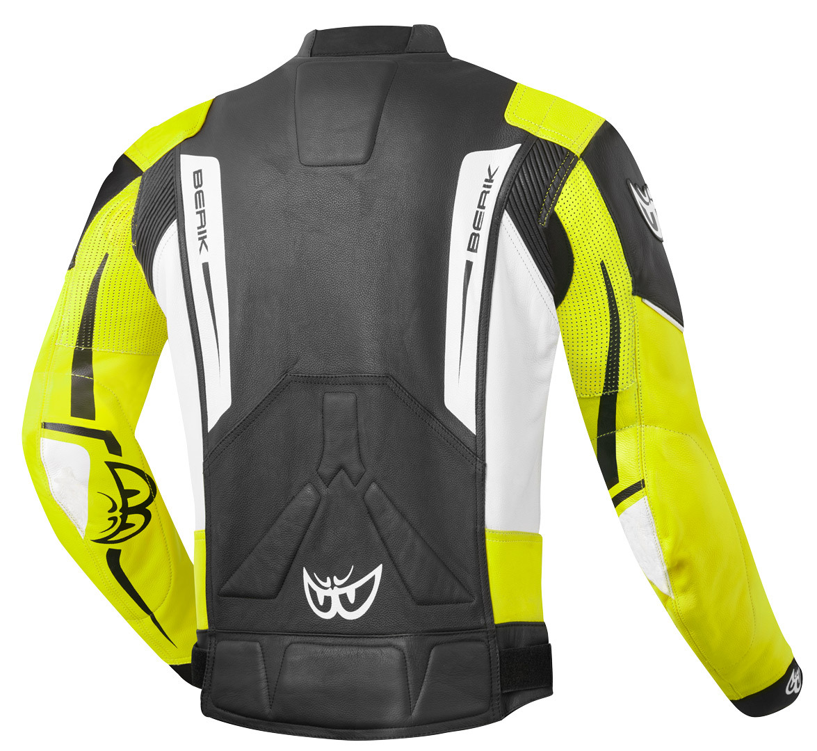Berik Striper Evo Motorrad Lederjacke schwarz/weiß/gelb 60 Abbildung 2