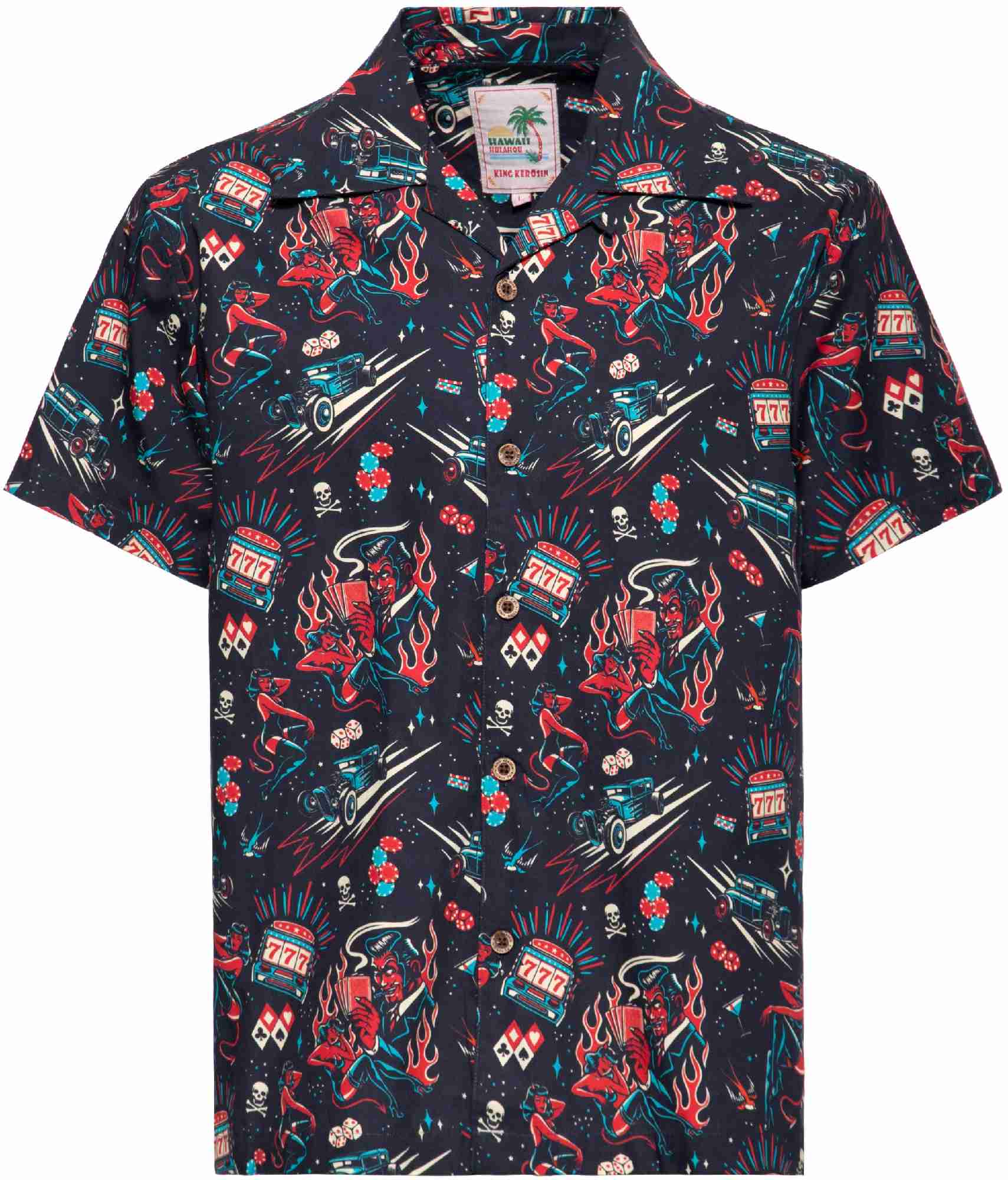 King Kerosin Rockabilly Devil Camicia a maniche corte nero/multicolore L Figura 1