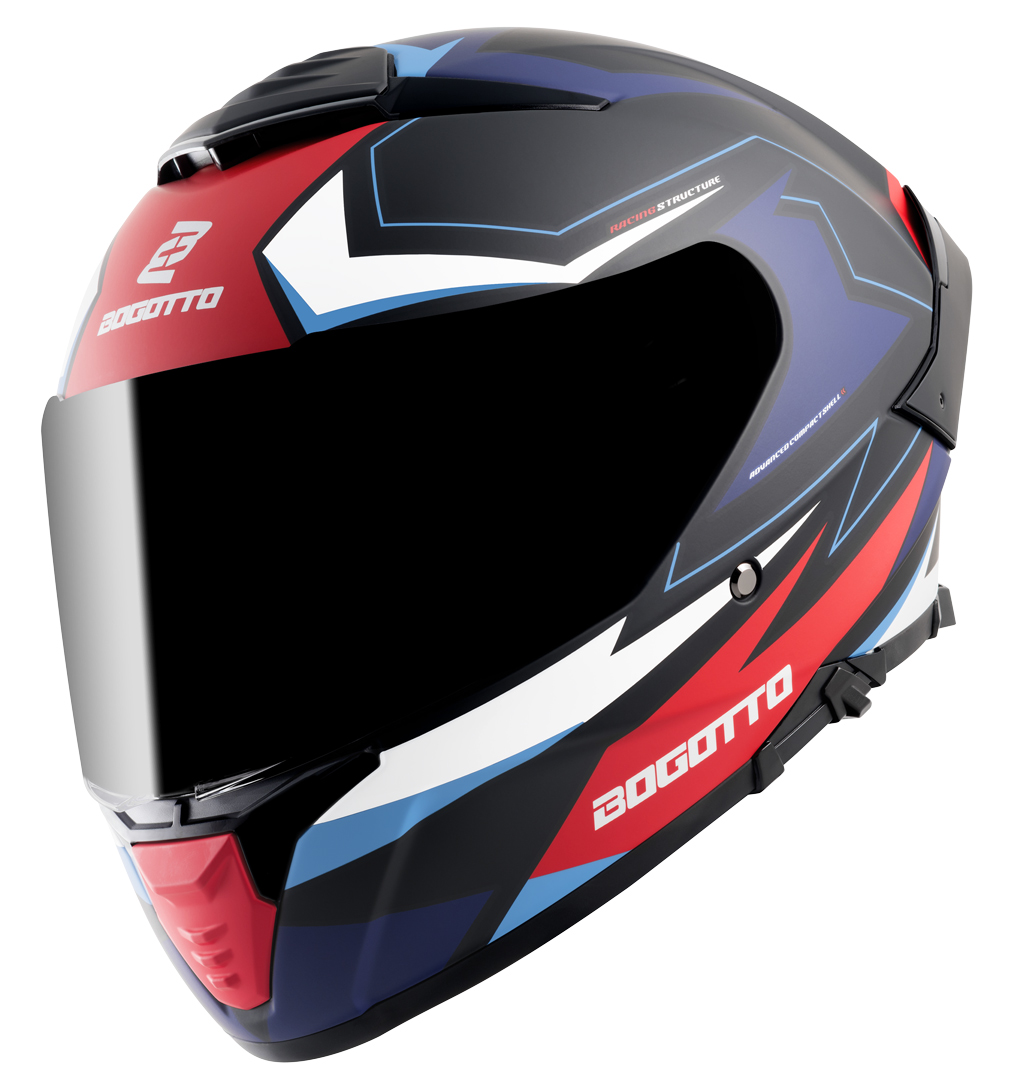 Bogotto FF118 Vilial Hjälm svart matt/vit/röd/blå L Figur 2