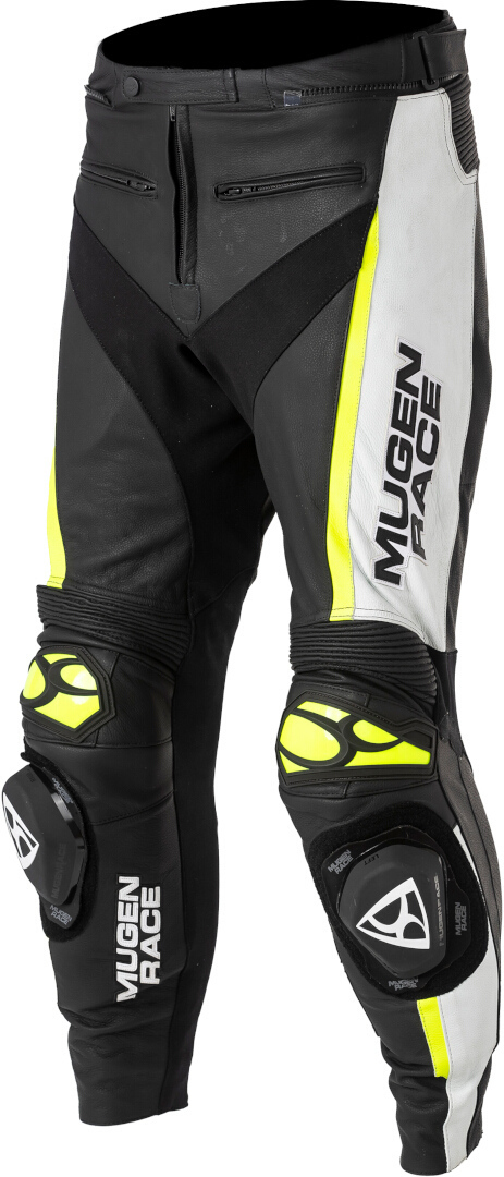 MUGENRACE RBRS-1 Pantaloni de piele pentru motocicletă Negru/Alb/Galben-Neon 3XL Figura 2