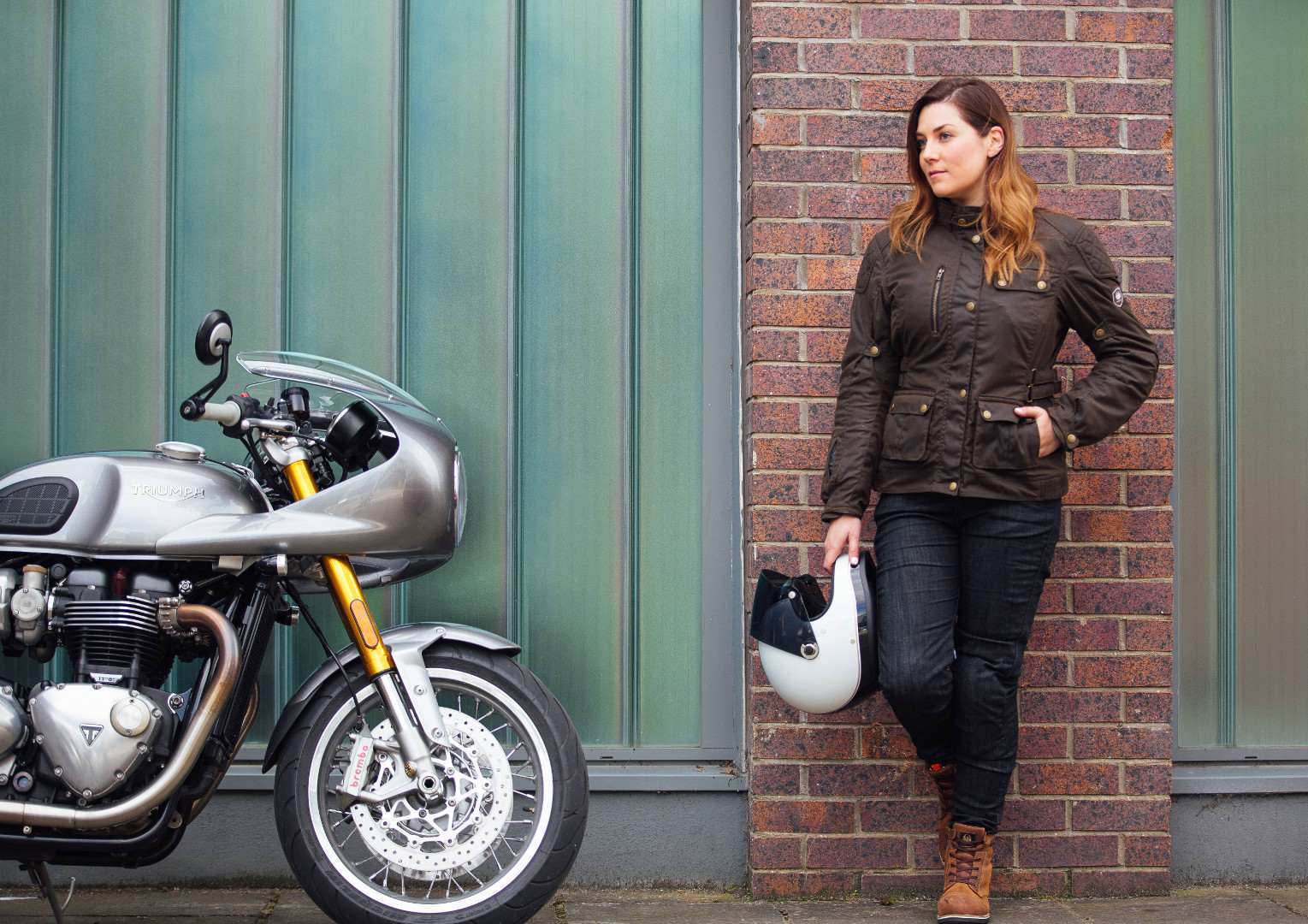 Merlin Harriet Dames Motorfiets Wax Jacket Olive M Figuur 7