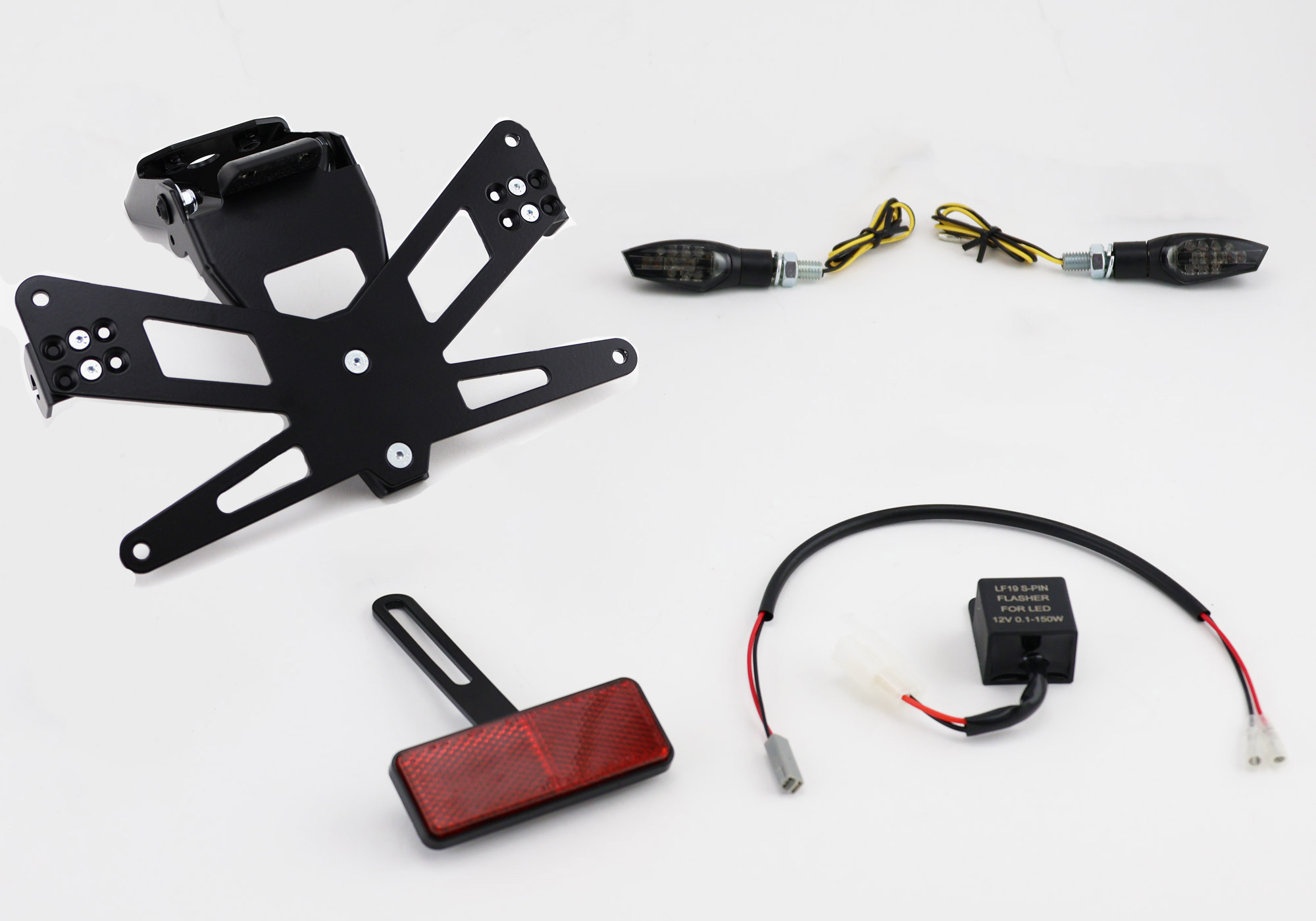 PROTECH-registreringsskylthållare plug and play komplett set med 2 LED-indikatorer, rostfritt stål/aluminium pulverlackerat svart Figur 1