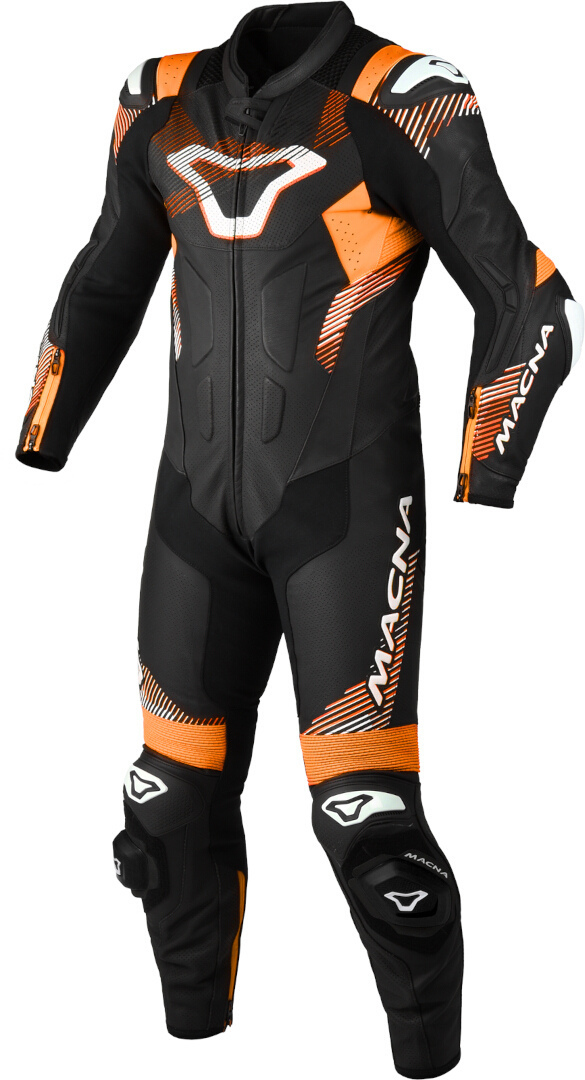 Macna Armadyl Costum perforat din piele de motocicletă One Piece Negru/Portocaliu/Alb 54 Figura 1