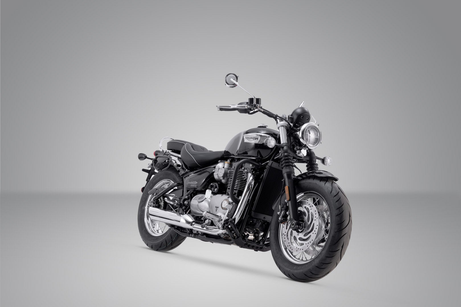 Side view of SW-Motech SLC side carrier left - Triumph Bonneville Speedmaster (18-).