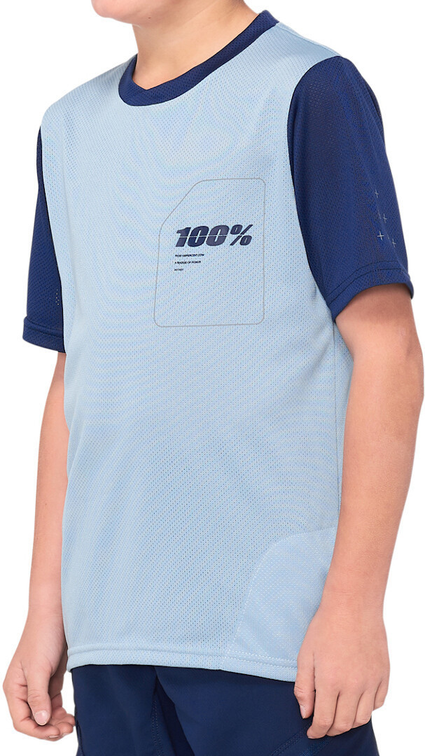 100% Ridecamp Tricou de bicicletă cu mânecă scurtă pentru tineret Albastru/Albastru deschis M Figura 1
