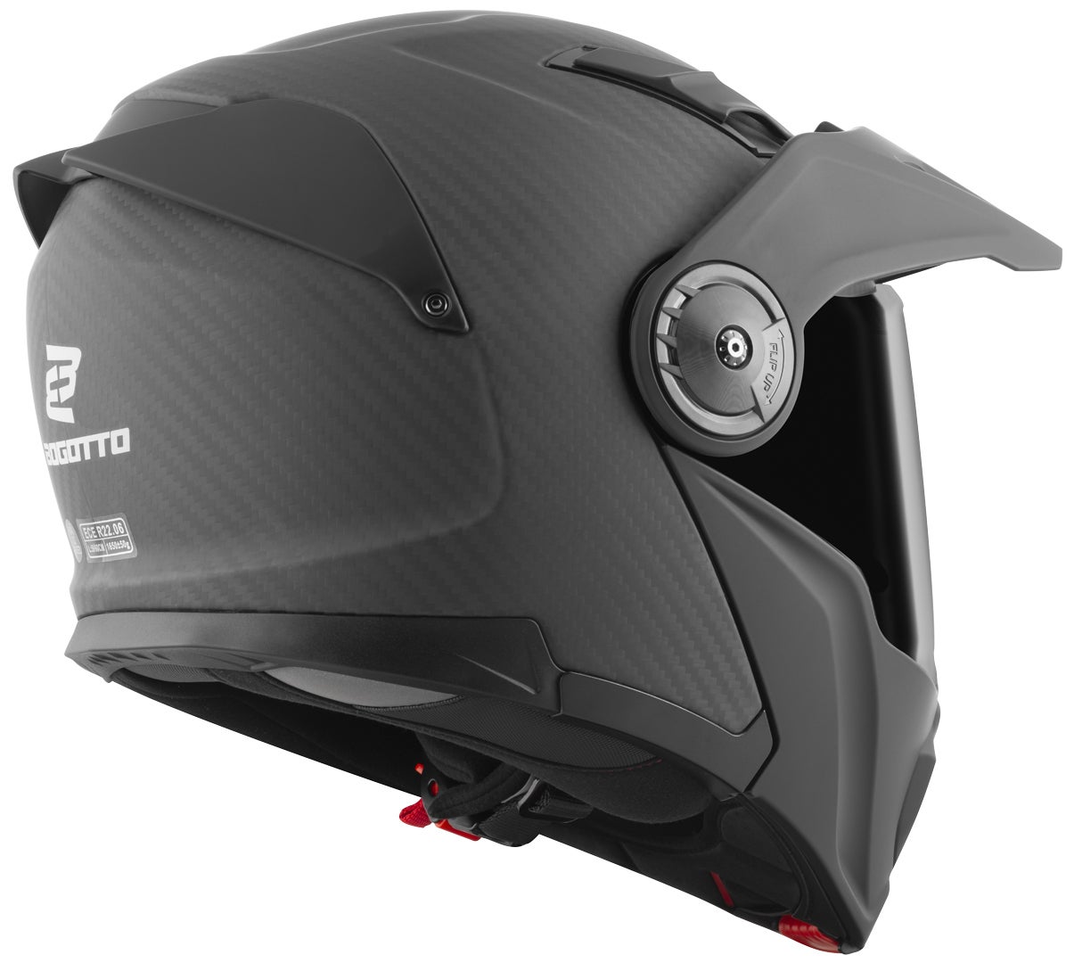 Side view of Bogotto FG-102 Carbon 6K Enduro Flip-Up Helmet