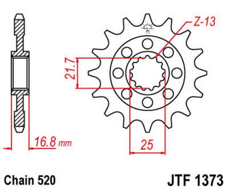 JT-DRIVHJUL Standard stålhjul 1373 - 520 Figur 1