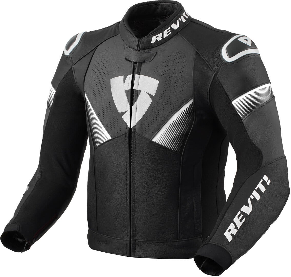 Revit Argon 2 jaqueta de couro perfurada da motocicleta preto/branco 48 Figura 1