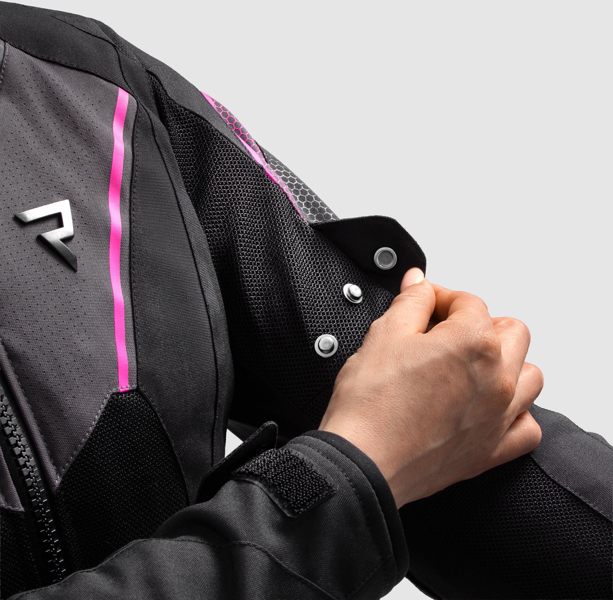 Rebelhorn Hiflow 5 waterproof Ladies Motorcycle Textile Jacket black/grey/pink S Figure 5