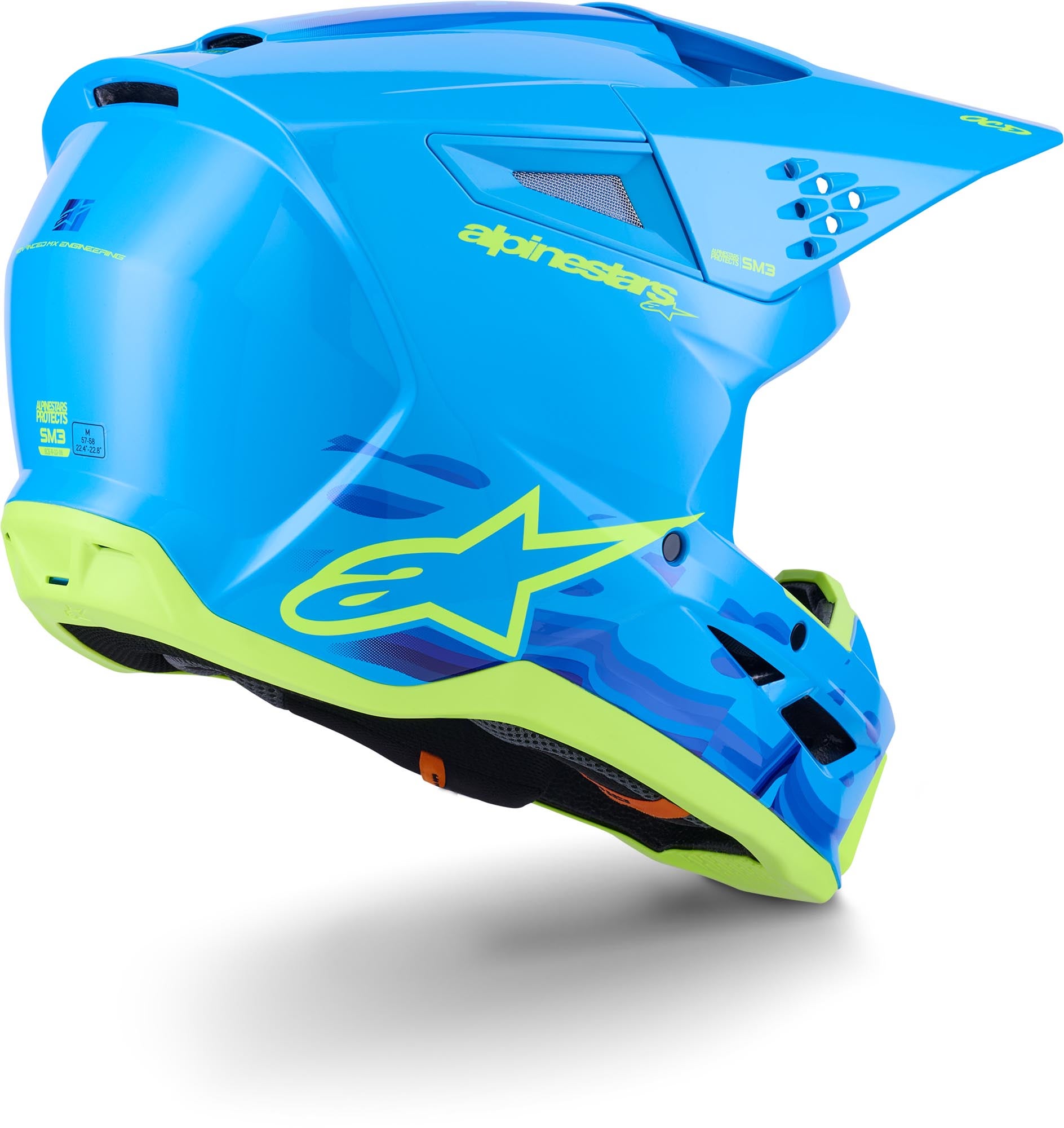 Alpinestars S-M3 Force Casco de motocross Azul/Amarillo S (55/56) Figura 7