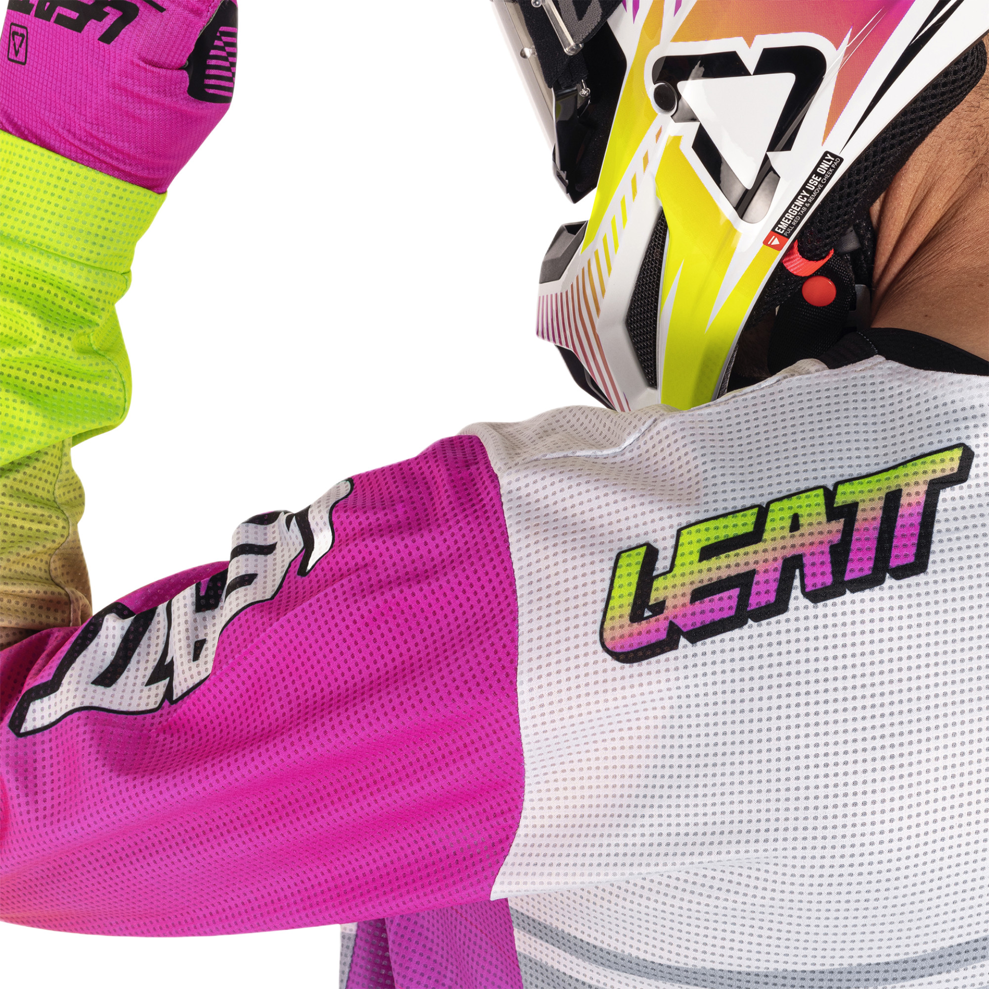 Leatt Moto Ride Kit 3.5 V26 Set de tricou și pantaloni de motocross alb/roz/galben neon S Figura 4