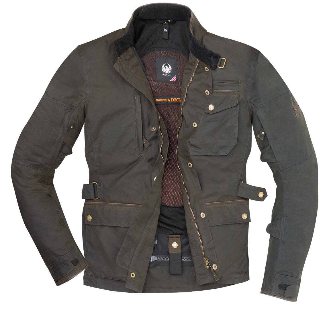 Merlin Monty D3O Wax Explorer Motorcycle Textile Jacket olive M Figure 2