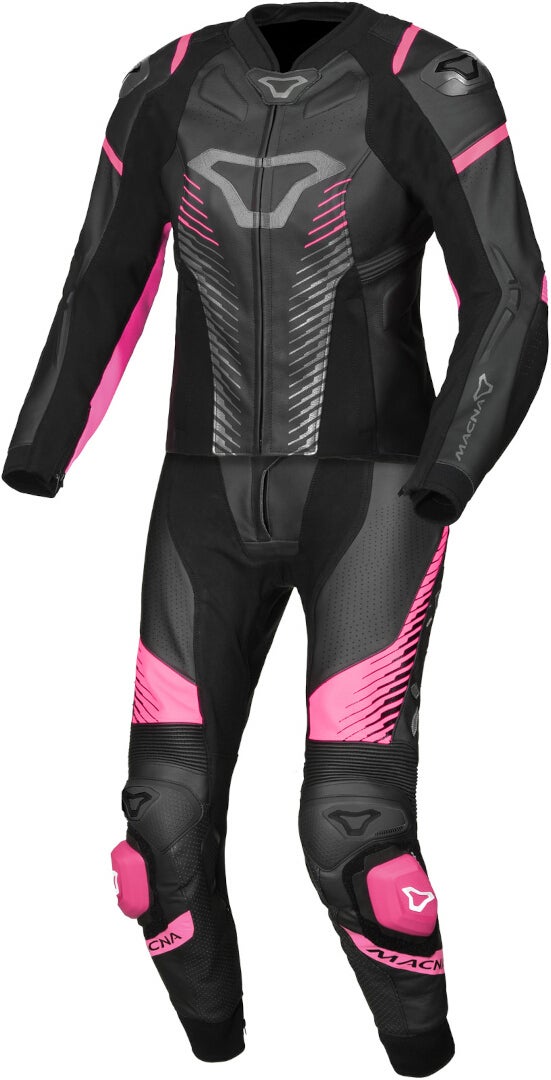 Macna Tronniq traforato Tuta in pelle da moto a due pezzi da donna nero/fucsia 40 Figura 1