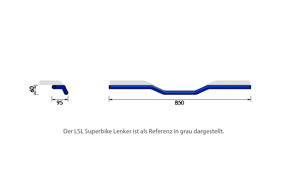 LSL 1 Zoll Stahl-Lenker Street Bar L00 mit H-D Sicke Krom Figur 2