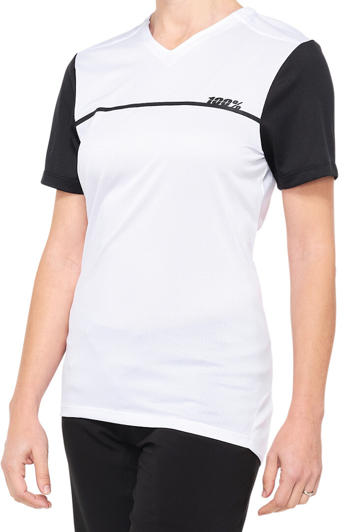 100% Ridecamp Tricou pentru biciclete cu mânecă scurtă pentru doamne Alb/Negru L Figura 1