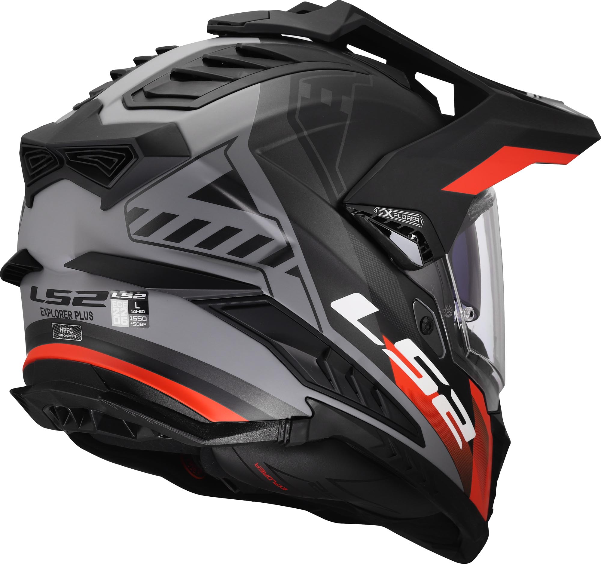 LS2 MX701 Explorer Hexa Enduro Helmet black/grey/red S (55/56) Figure 5