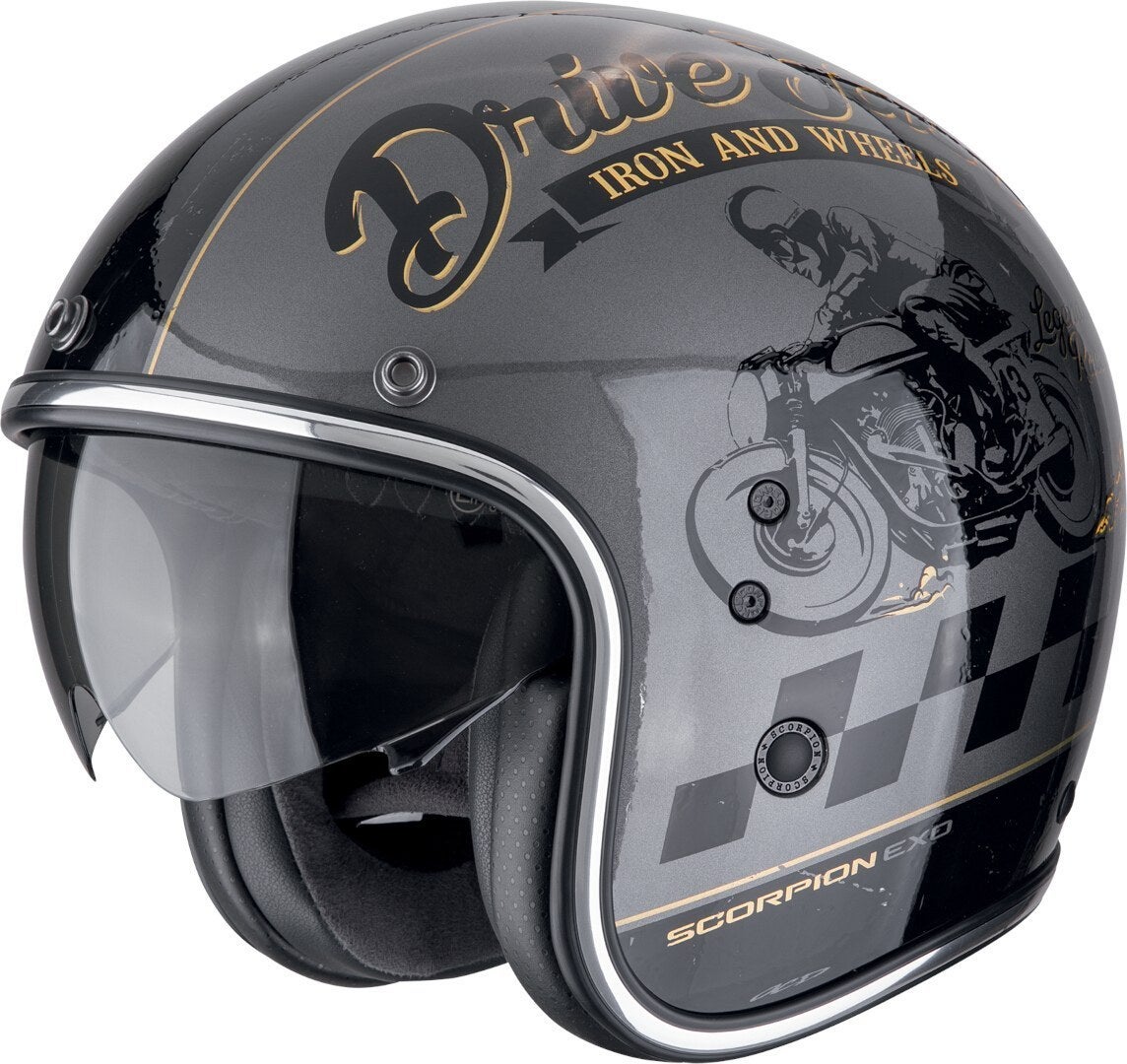 Scorpion Belfast Evo Drive Fast Jethelm schwarz/grau/gold XL (60/61) Abbildung 1