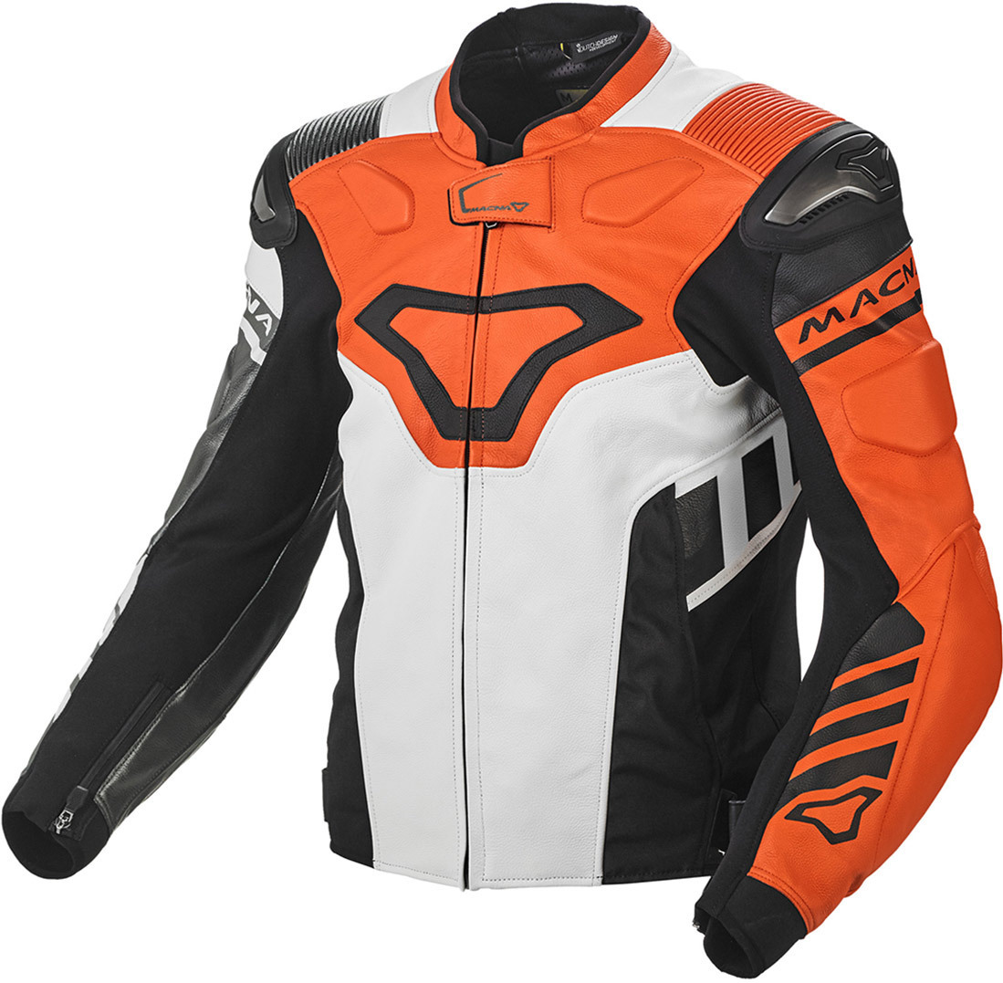 Macna Tracktix Motorcycle Leather Jacket black/white/orange 54 Figure 1