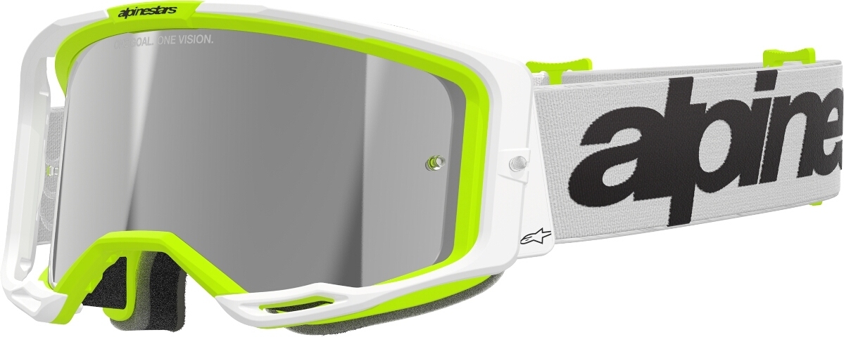 Alpinestars Vision 8 Wordmark Mirror Motocross Glasögon vit/gul Figur 1