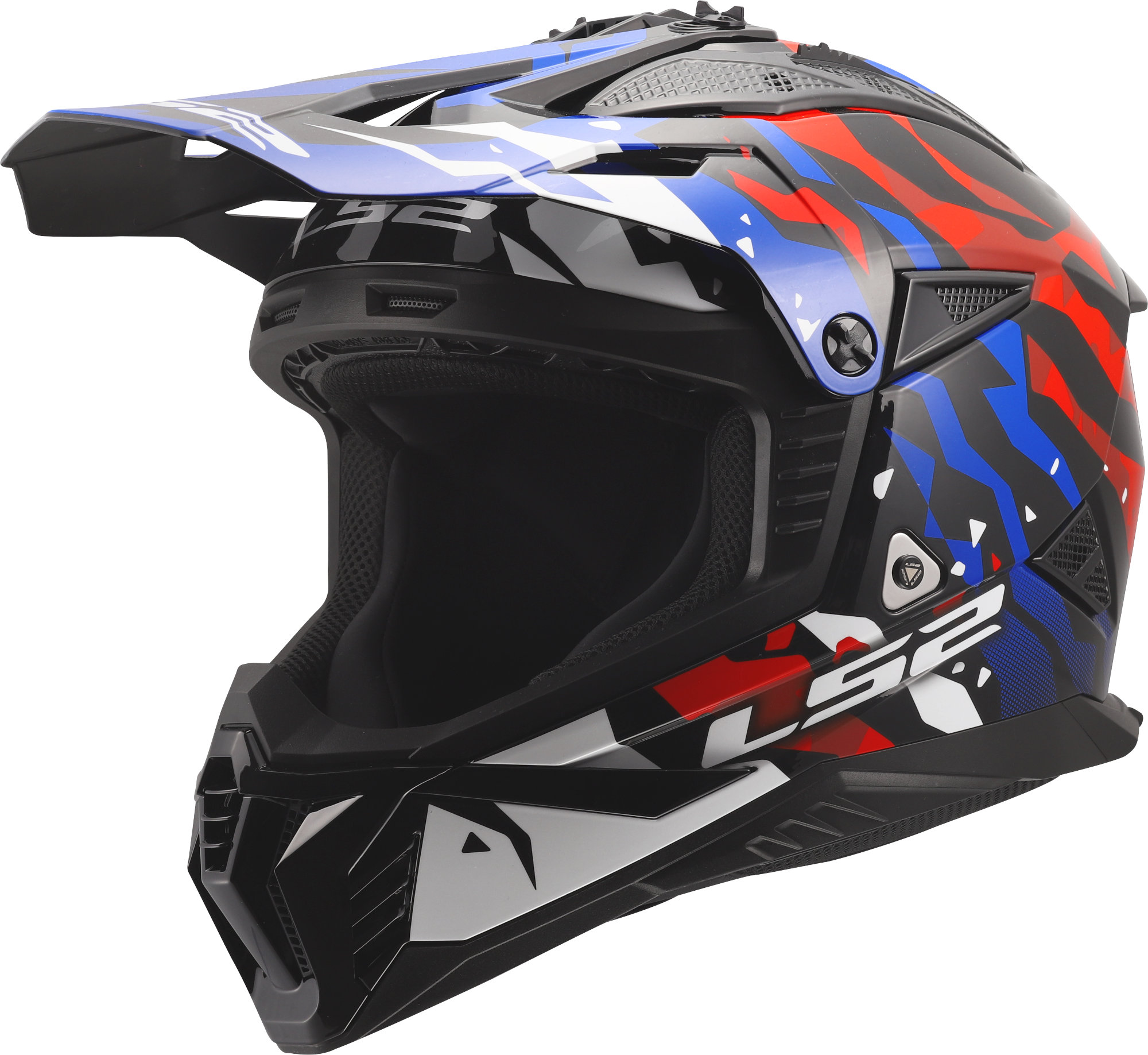 LS2 MX708 Fast II Grotesk Casco de motocross blanco/azul/rojo S (55/56) Figura 1