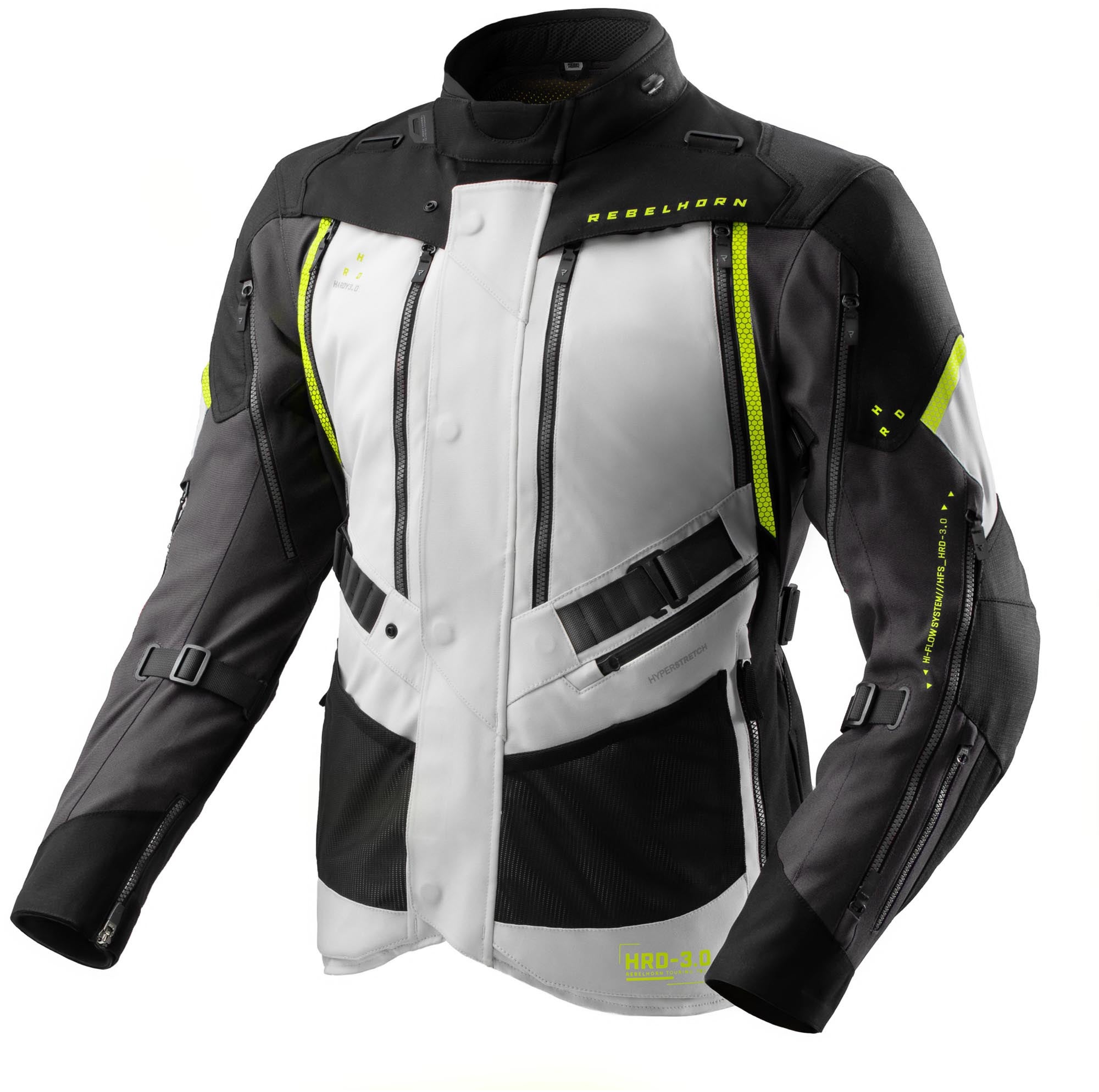 Rebelhorn Hardy 3.0 waterproof Motorcycle Textile Jacket black/grey/yellow L Figure 1