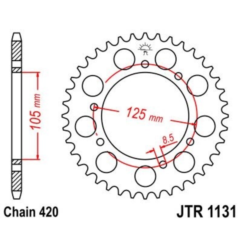 PROCHETE JT Pinionul spate Standard - 420 Figura 1