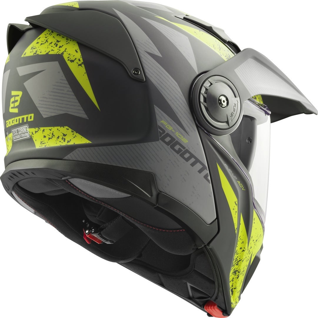 Bogotto FG-102 Safari Fiberglass Enduro Flip-Up Helmet black matt/grey/yellow XS Figure 4