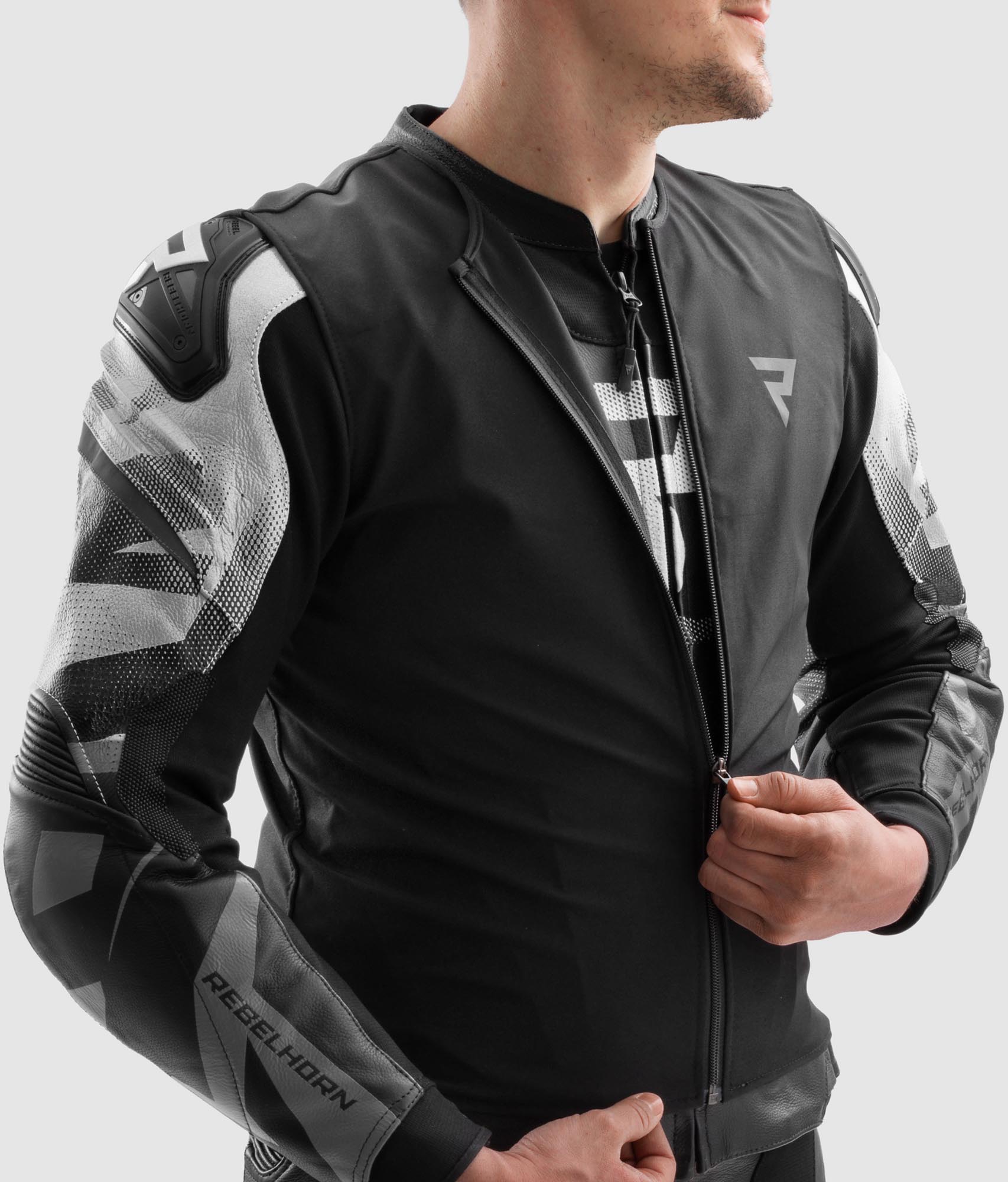 Rebelhorn Inferno Motorcycle Leather Jacket black/white 54 Figure 15
