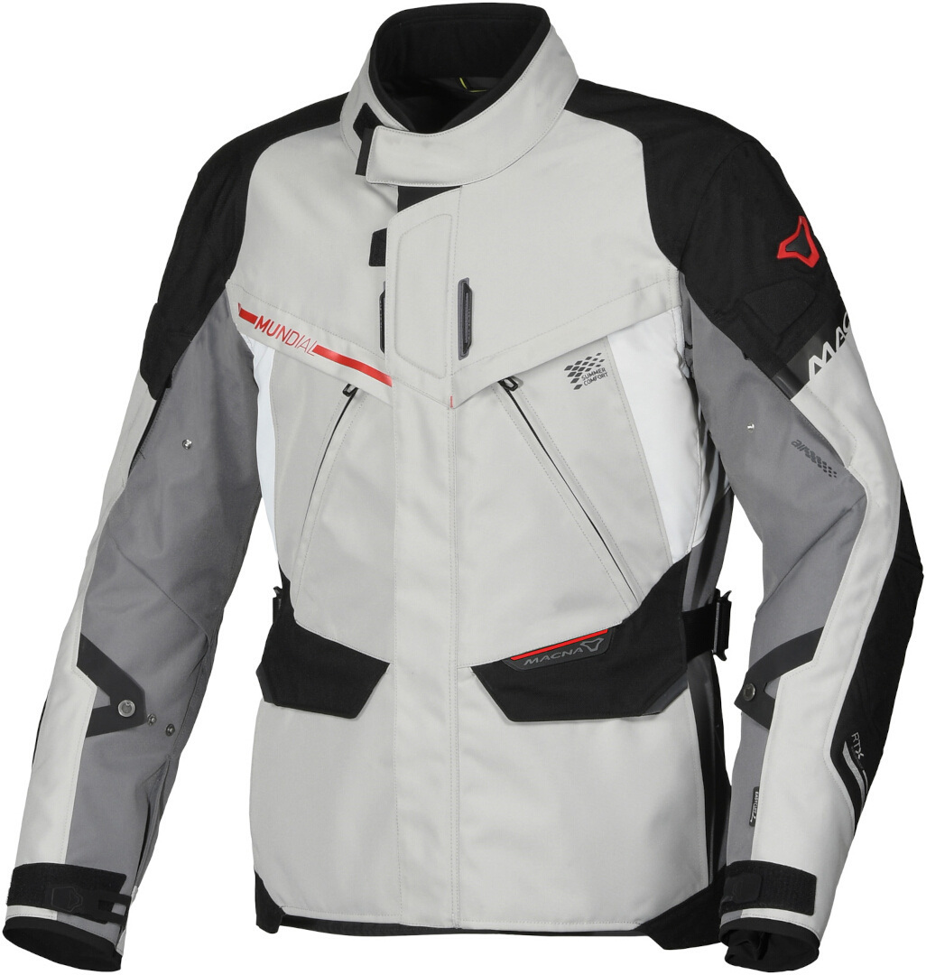 Macna Mundial waterproof Motorcycle Textile Jacket light grey/black M Figure 1