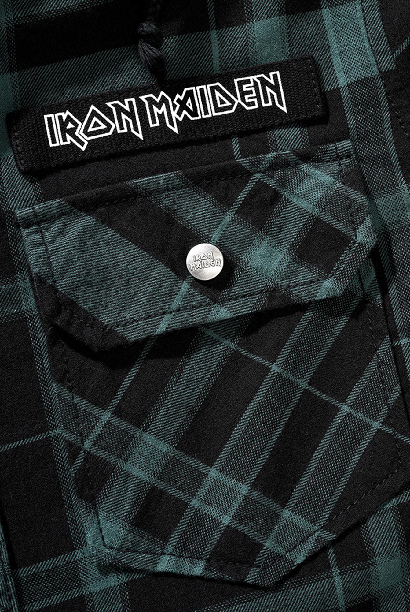 Brandit Iron Maiden Eddy Check Sweathood Shirt black/green 5XL Figure 4