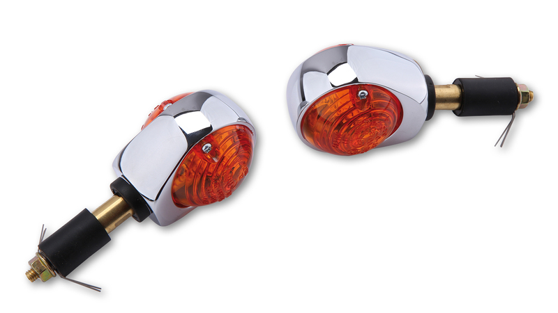 HIGHSIDER Smart Ochsenauge Bulb Bar Ändindikator Kropp Krom / Lens Orange (Par), Fram och Bak Figur 1