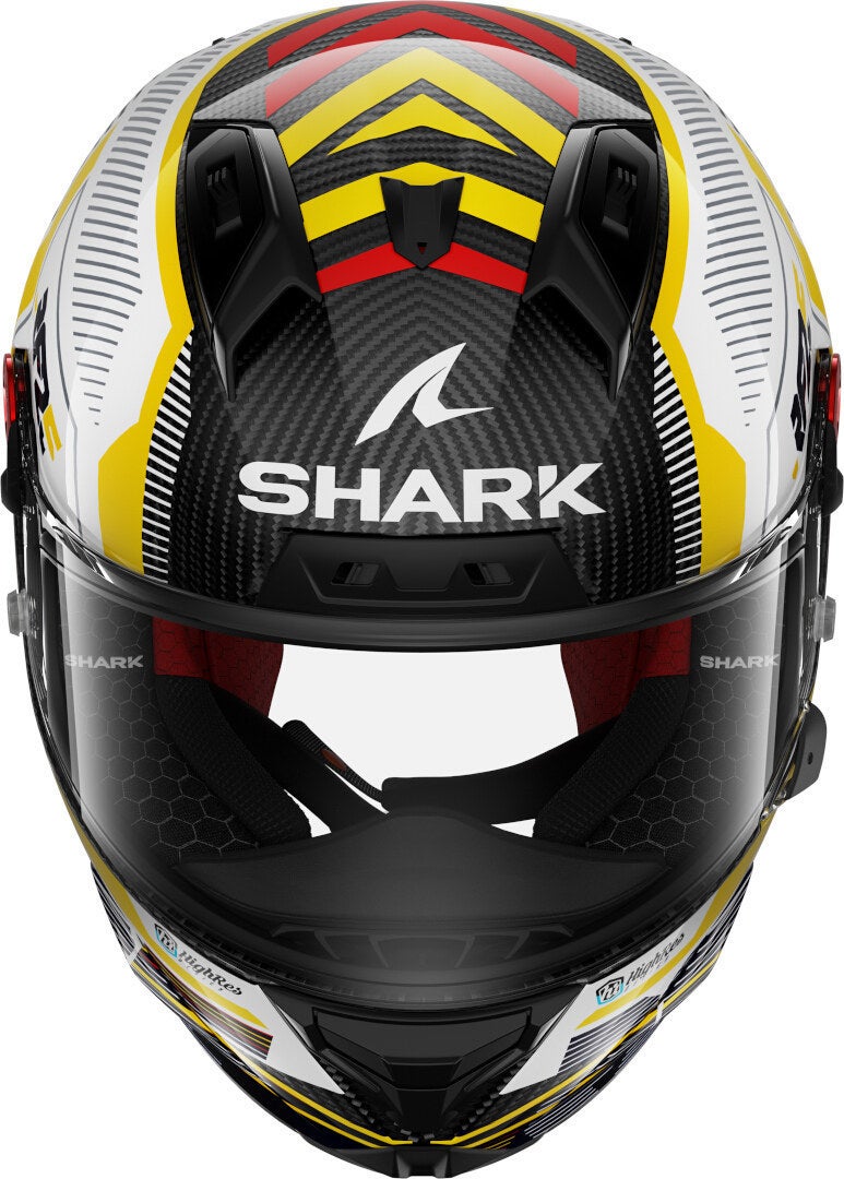 Side view of Shark Aeron GP Replica Raul Fernandez Signature Helmet