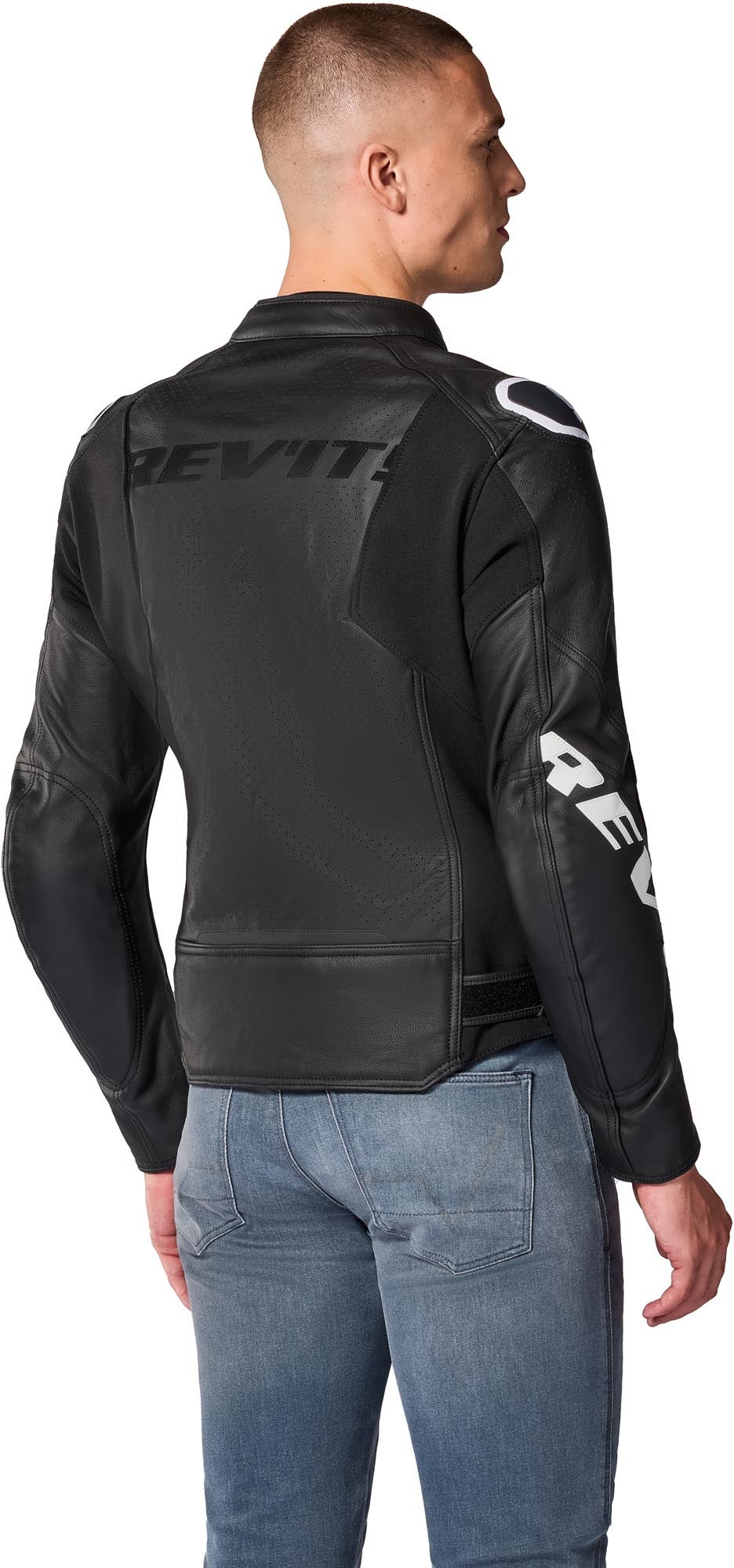 Revit Quadratic Logo perforated Motorcycle Leather Jacket black/white 52 Figure 4