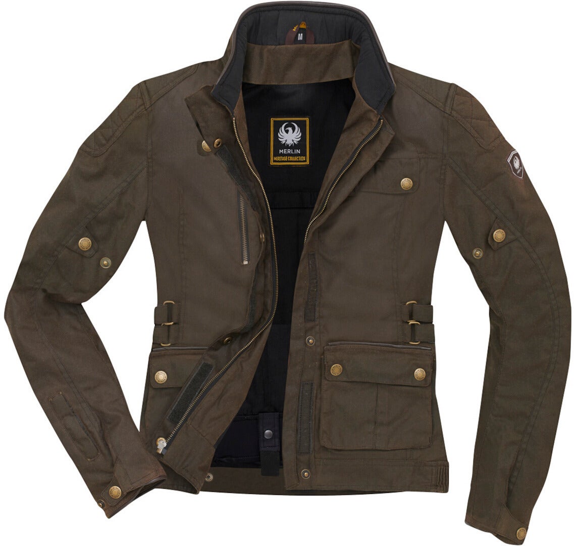 Merlin Harriet Dames Motorfiets Wax Jacket Olive S Figuur 5